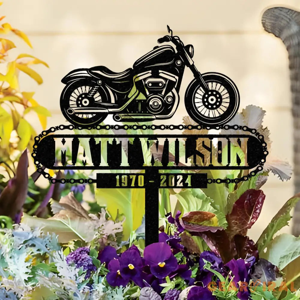 Personalized Dirtbike Motocross Biker Memorial Stake Personalized Biker Name Sign Metal Stake Sympathy Sign Grave
