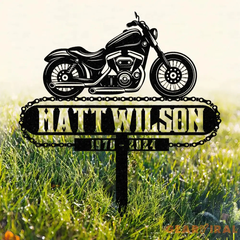 Personalized Dirtbike Motocross Biker Memorial Stake Personalized Biker Name Sign Metal Stake Sympathy Sign Grave