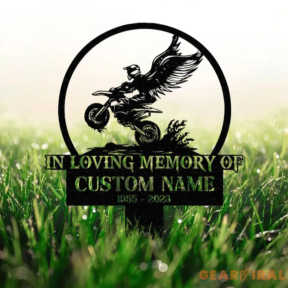 Personalized Dirtbike Motocross Biker Memorial Stake Personalized Biker Name Sign Metal Stake Sympathy Sign Grave