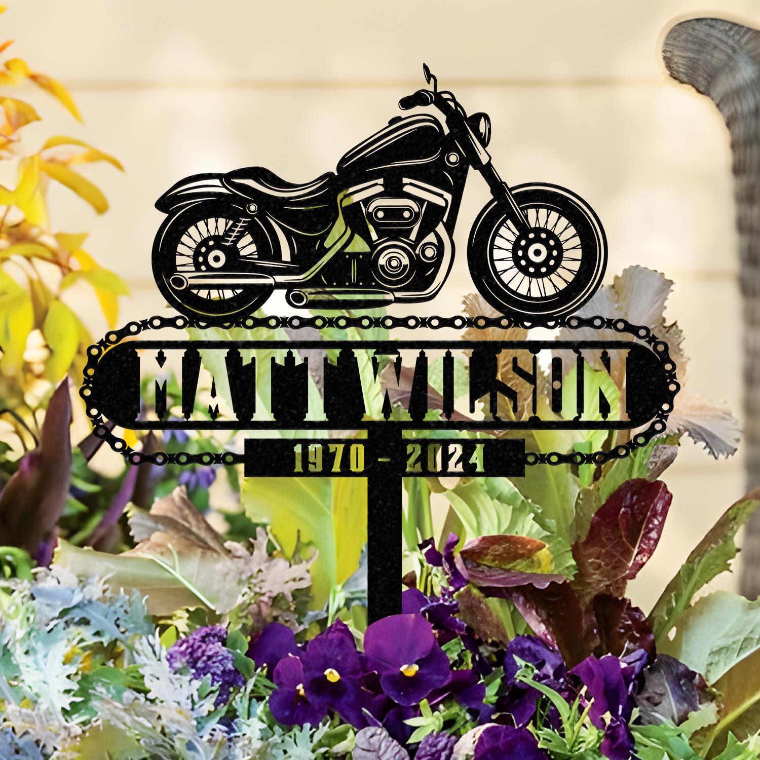 Personalized Dirtbike Motocross Biker Memorial Stake, Personalized Biker Name Sign, Metal Stake, Sympathy Sign, Grave Marker, Remembrance Stake