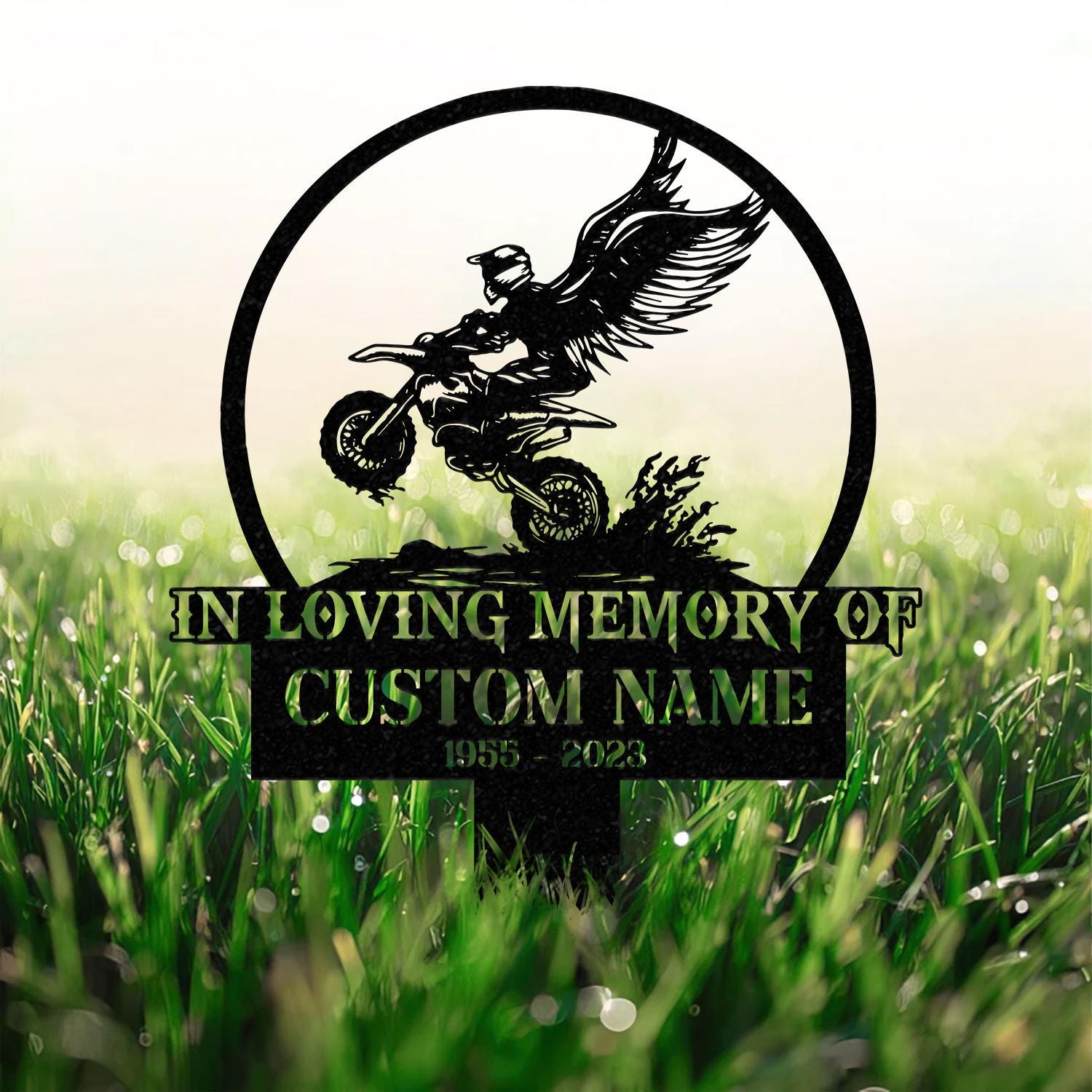 Personalized Dirtbike Motocross Biker Memorial Stake, Personalized Biker Name Sign, Metal Stake, Sympathy Sign, Grave Marker, Remembrance Stake