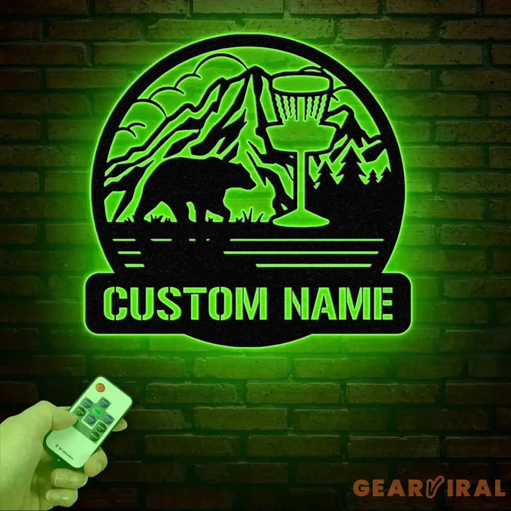 Personalized Disc Golf Metal Sign with LED Lights Custom Disc Golfer Name Sign Sports Wall Art Gift for Dad Home Decor