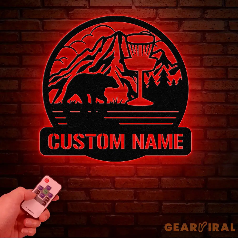 Personalized Disc Golf Metal Sign with LED Lights Custom Disc Golfer Name Sign Sports Wall Art Gift for Dad Home Decor