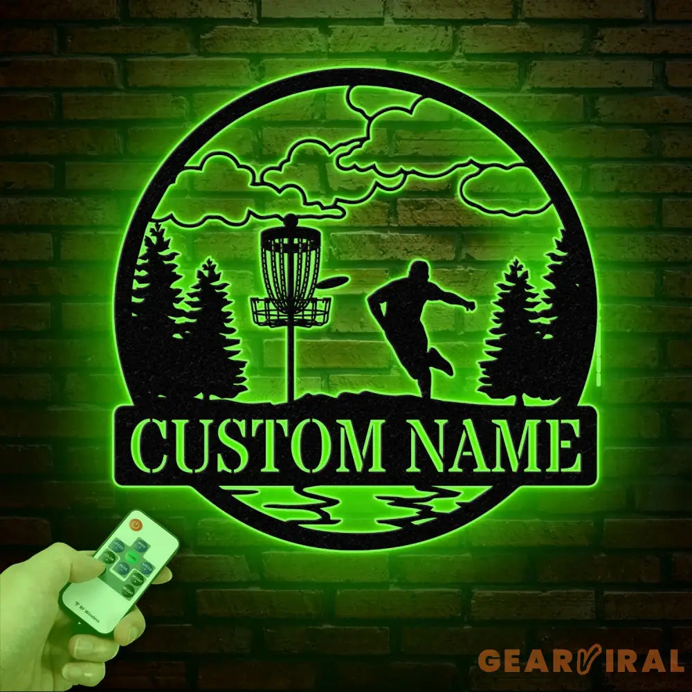 Personalized Disc Golf Metal Sign with LED Lights Custom Disc Golfer Name Sign Sports Wall Art Gift for Dad Home Decor