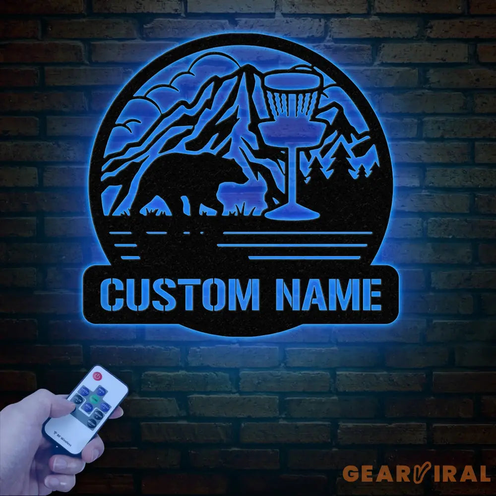 Personalized Disc Golf Metal Sign with LED Lights Custom Disc Golfer Name Sign Sports Wall Art Gift for Dad Home Decor