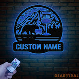 Personalized Disc Golf Metal Sign with LED Lights Custom Disc Golfer Name Sign Sports Wall Art Gift for Dad Home Decor