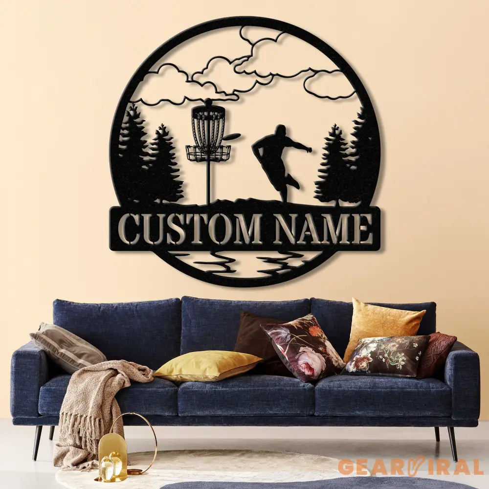 Personalized Disc Golf Metal Sign with LED Lights Custom Disc Golfer Name Sign Sports Wall Art Gift for Dad Home Decor