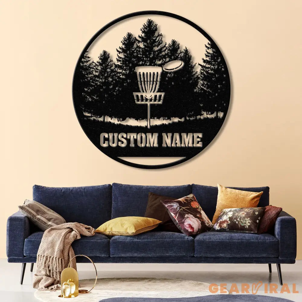 Personalized Disc Golf Metal Wall Art LED Light Custom Disc Golfer Name Sign Home Decor Disc Golf Wall Art Gift for