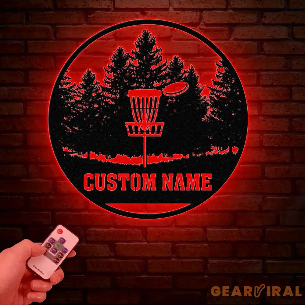 Personalized Disc Golf Metal Wall Art LED Light Custom Disc Golfer Name Sign Home Decor Disc Golf Wall Art Gift for