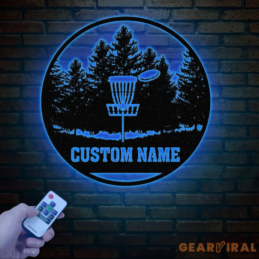 Personalized Disc Golf Metal Wall Art LED Light Custom Disc Golfer Name Sign Home Decor Disc Golf Wall Art Gift for