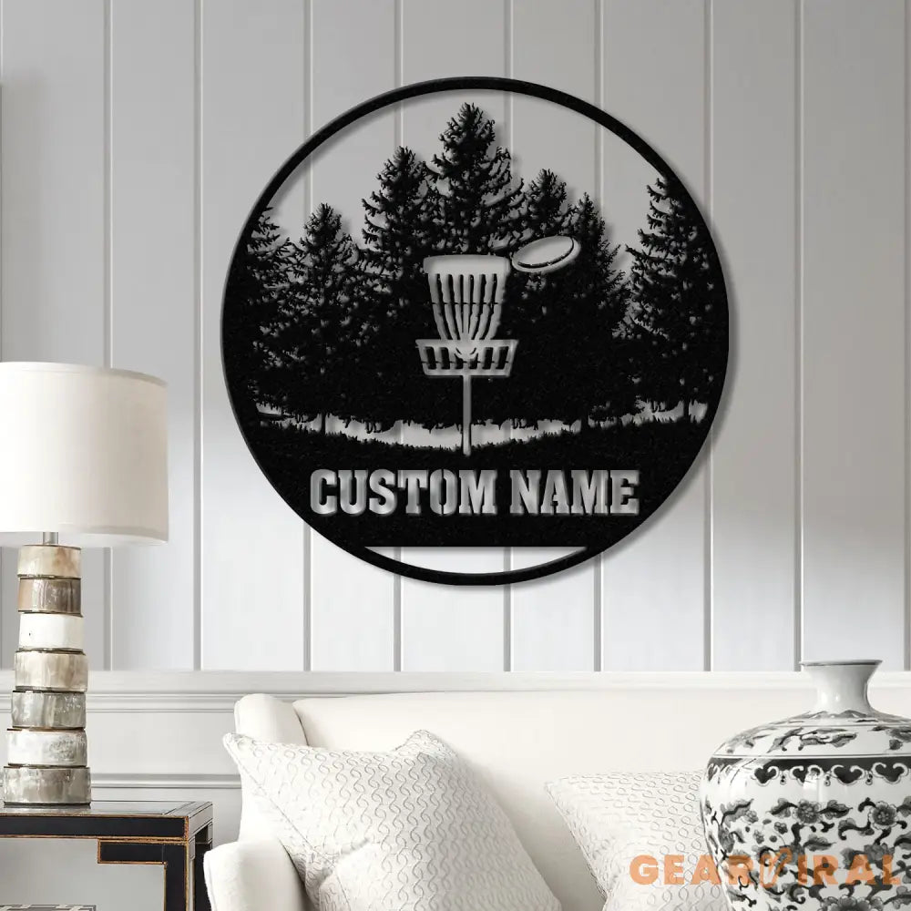 Personalized Disc Golf Metal Wall Art LED Light Custom Disc Golfer Name Sign Home Decor Disc Golf Wall Art Gift for