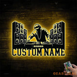 Personalized DJ Disc Jockey Music Metal Wall Art With Led Lights Custom Deejay Headphones Name Sign Home Decor Dee Jay