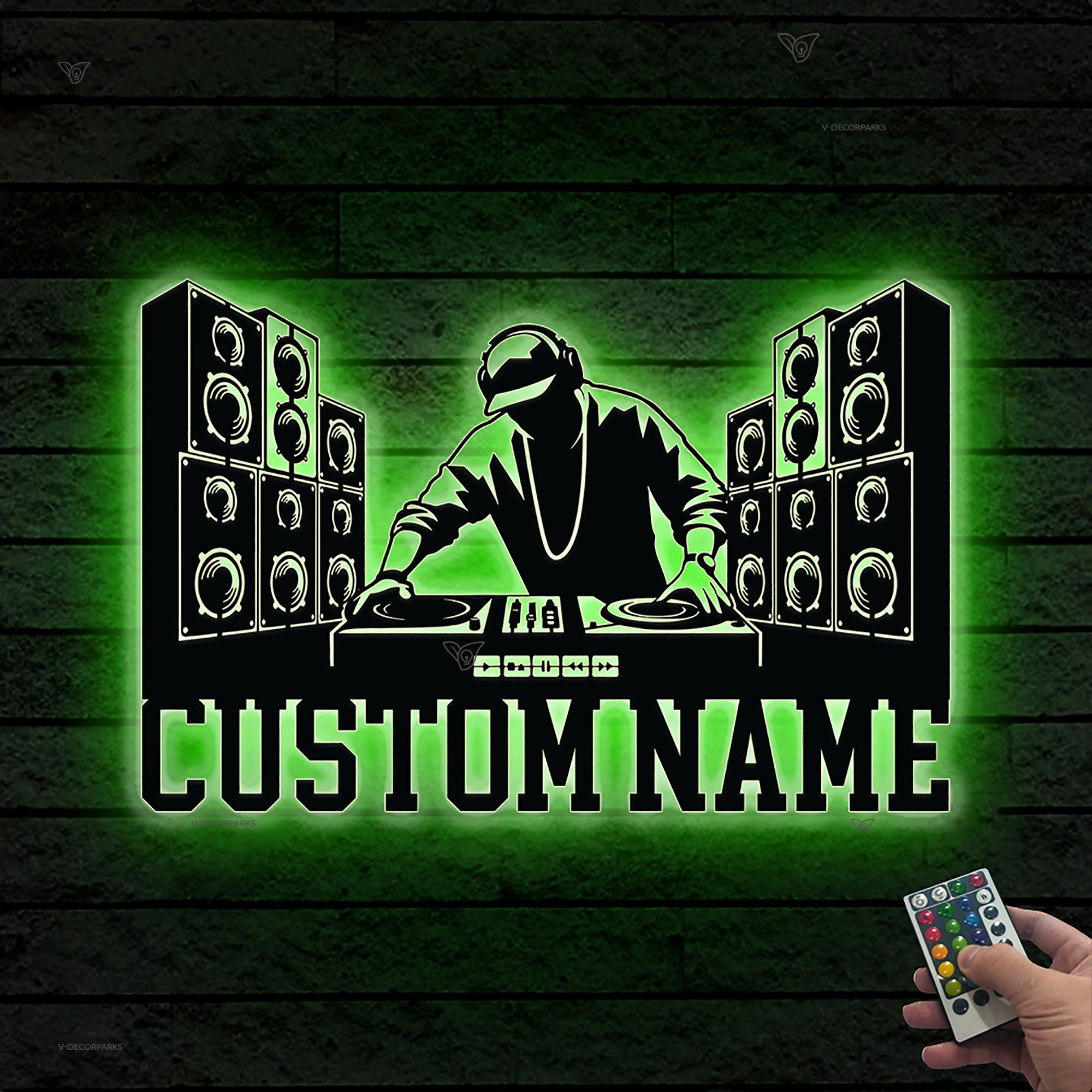 Personalized DJ Disc Jockey Music Metal Wall Art With Led Lights Custom Deejay Headphones Name Sign Home Decor Dee Jay Music Club Decoration | GearViral