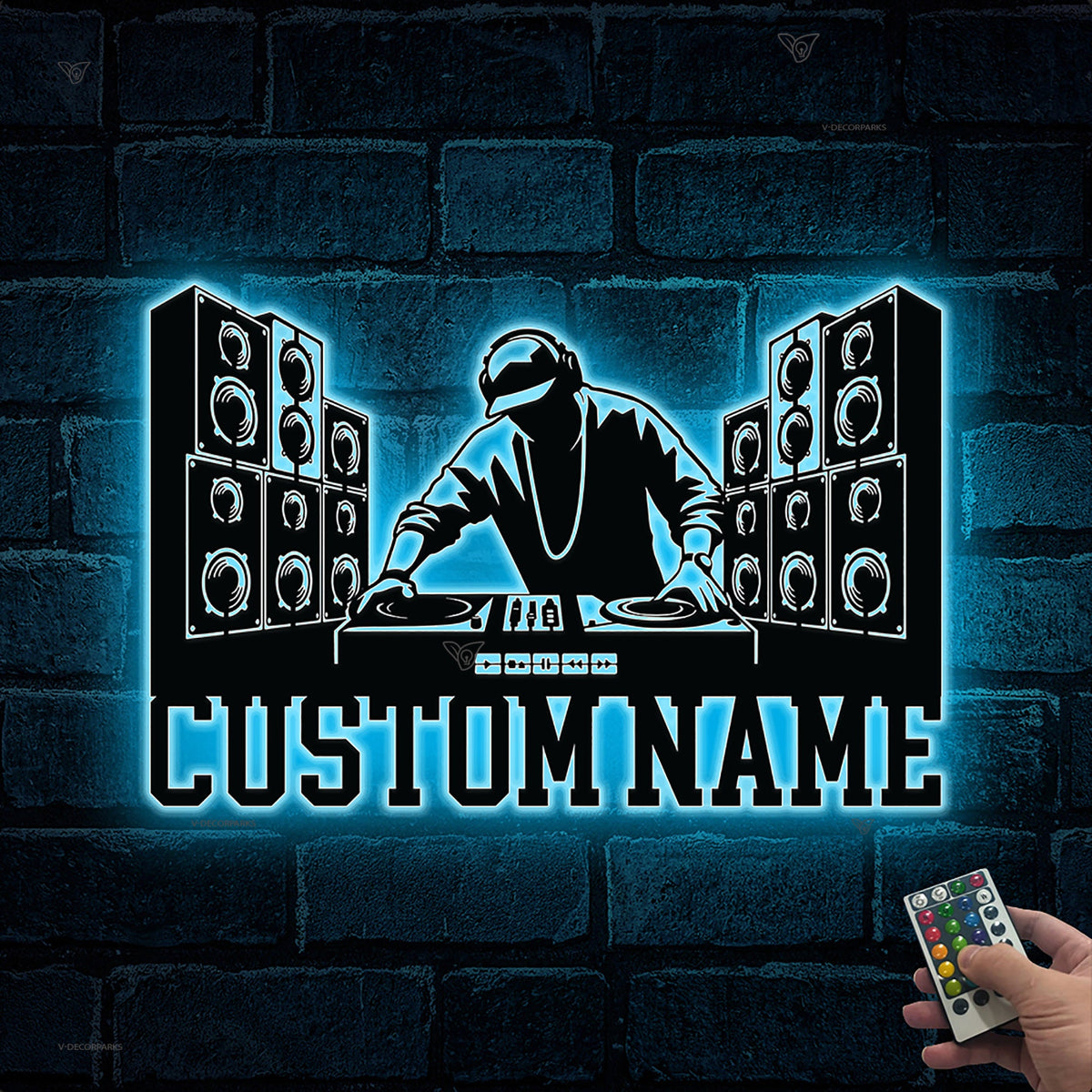 Personalized DJ Disc Jockey Music Metal Wall Art With Led Lights Custom Deejay Headphones Name Sign Home Decor Dee Jay Music Club Decoration | GearViral