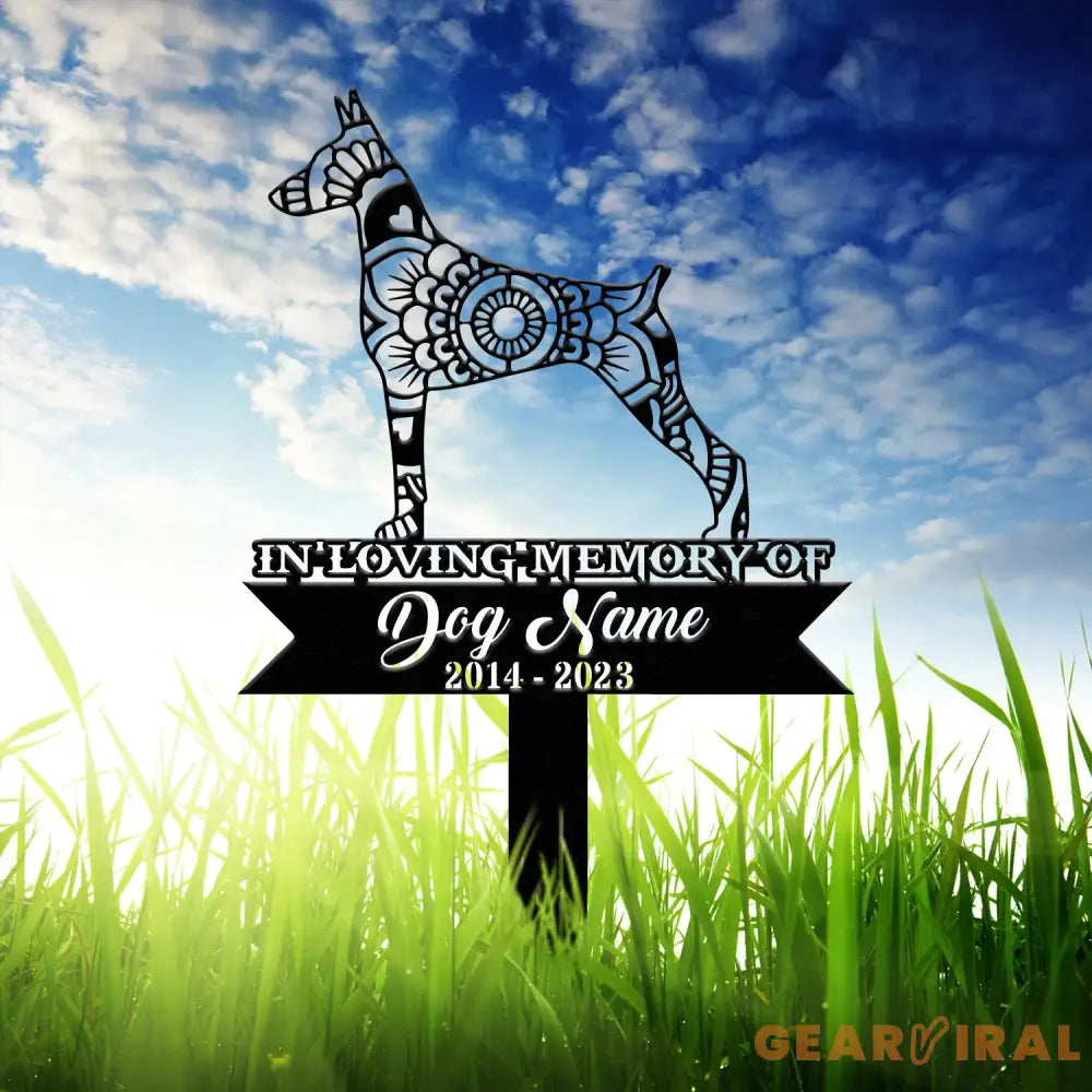 Personalized Doberman Mandala Garden Stake Zentangle Yard Art Dog Memorial Sign Outdoor Decor Pet Loss Sympathy Gift