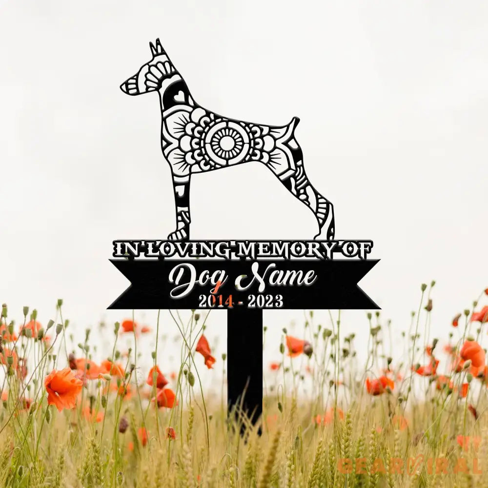 Personalized Doberman Mandala Garden Stake Zentangle Yard Art Dog Memorial Sign Outdoor Decor Pet Loss Sympathy Gift
