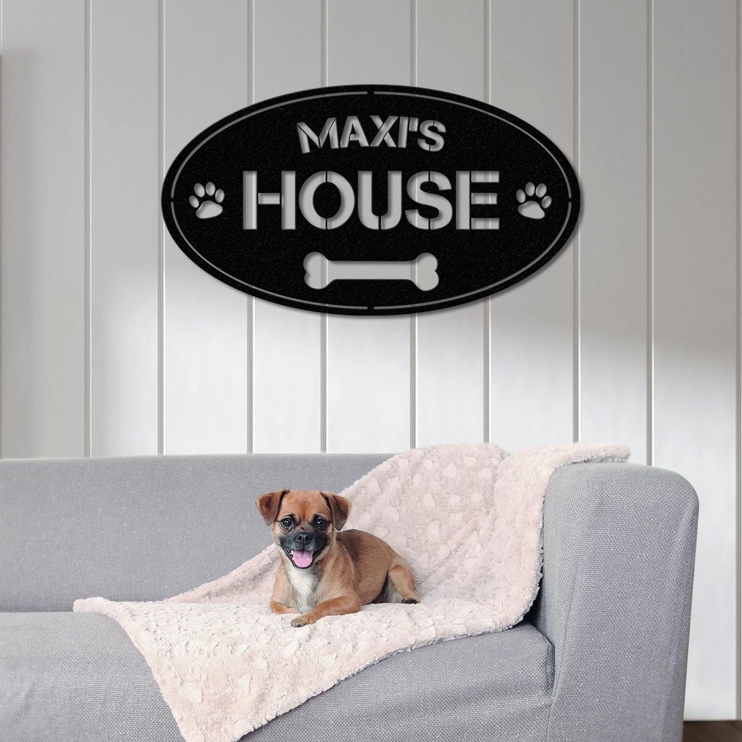 Personalized Dog Crate Metal Sign, Custom Dog Decor, Hanging Crate Sign, Custom Crate Sign, Dog Bone Sign, Custom Dog Gift, Crate Dog Decor