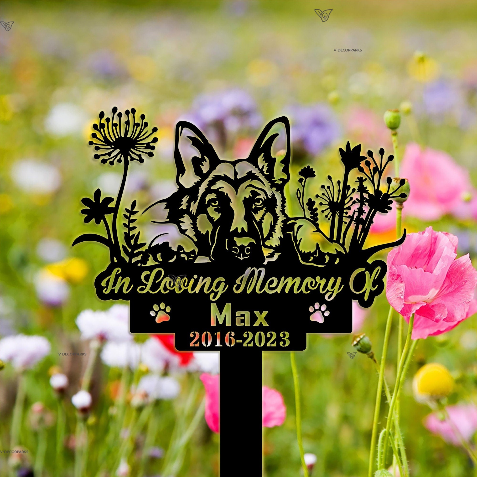 Personalized Dog Memorial Stake - German Shepherd - German Shepherd Sign - Dog Flower | GearViral
