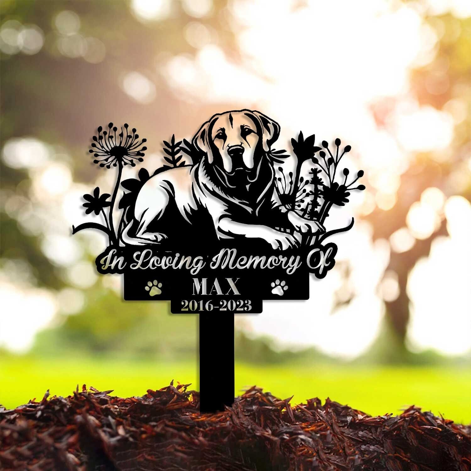 Personalized Dog Memorial Stake - Metal Stake - Labrador Retriever - Pet Grave Marker | GearViral