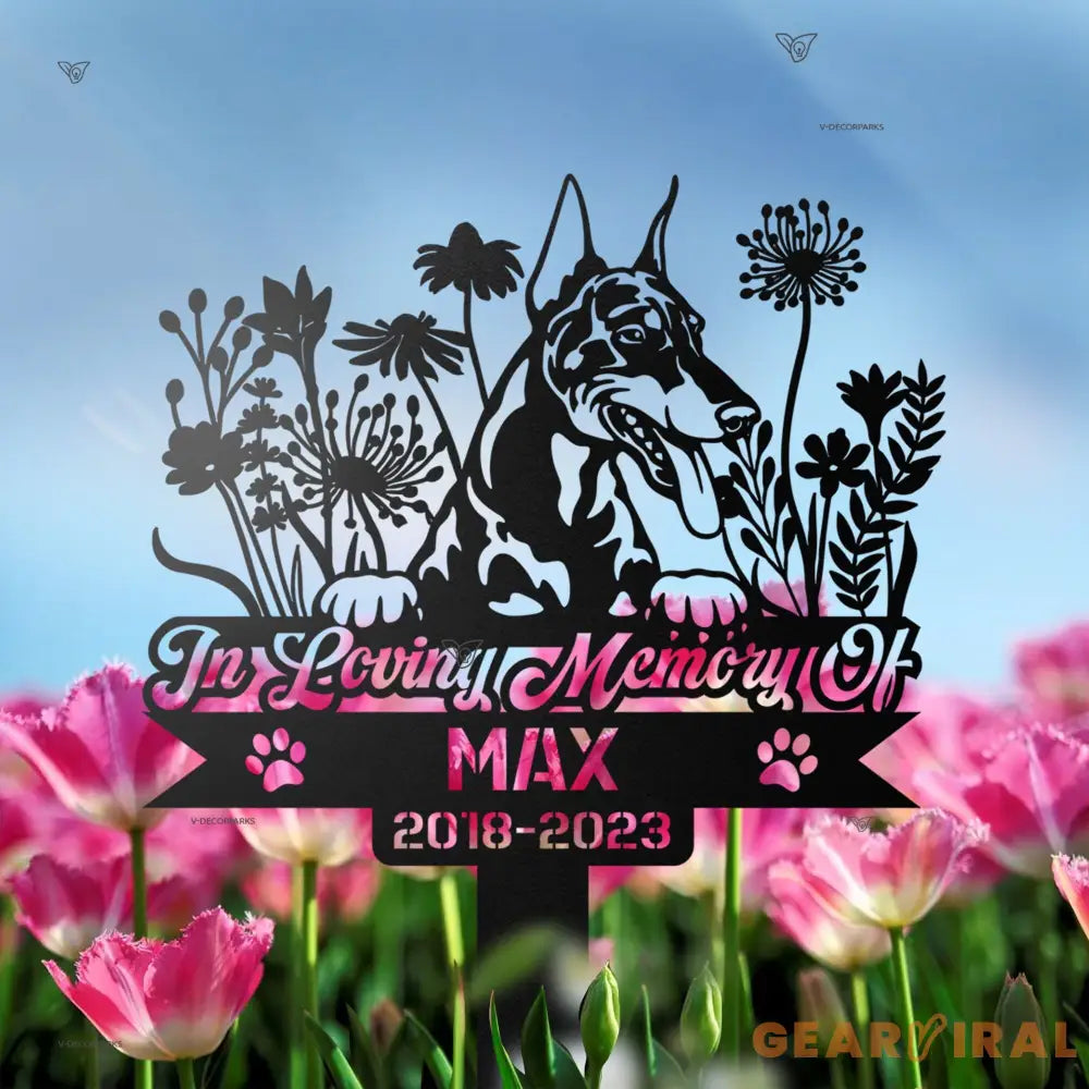 Personalized Dog Memorial Stake - Doberman Sign - In Loving Memory Doberman Dog - Metal Stake | GearViral