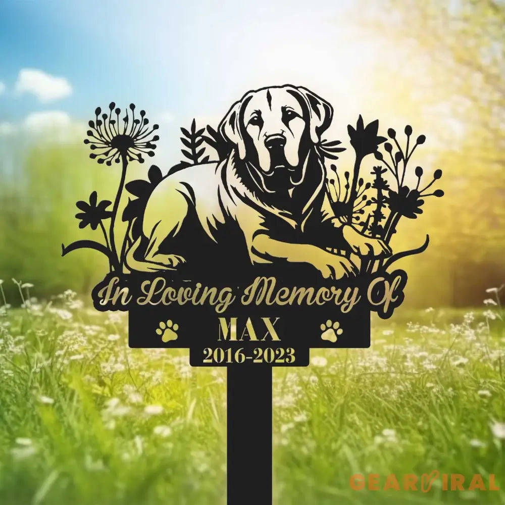 Personalized Dog Memorial Stake - Metal Stake - Labrador Retriever - Pet Grave Marker | GearViral
