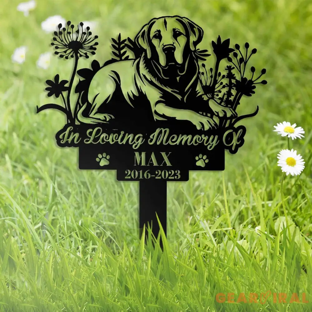 Personalized Dog Memorial Stake - Metal Stake - Labrador Retriever - Pet Grave Marker | GearViral