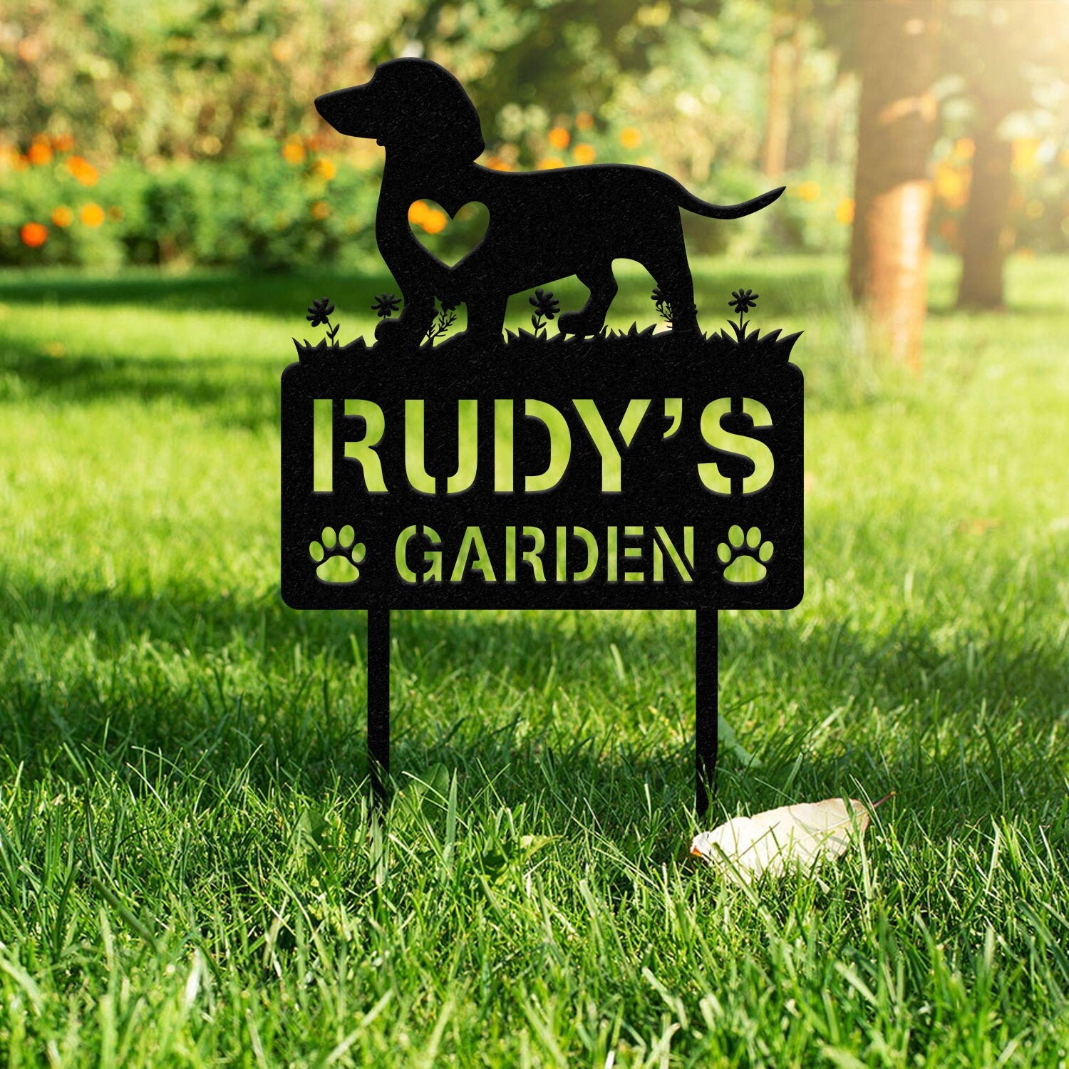 Personalized Dog Memorial Stake, Metal Stake, Dachshund Dog, Sympathy Sign, Remembrance Stake, Cat Garden Sign, Pet Grave Markers