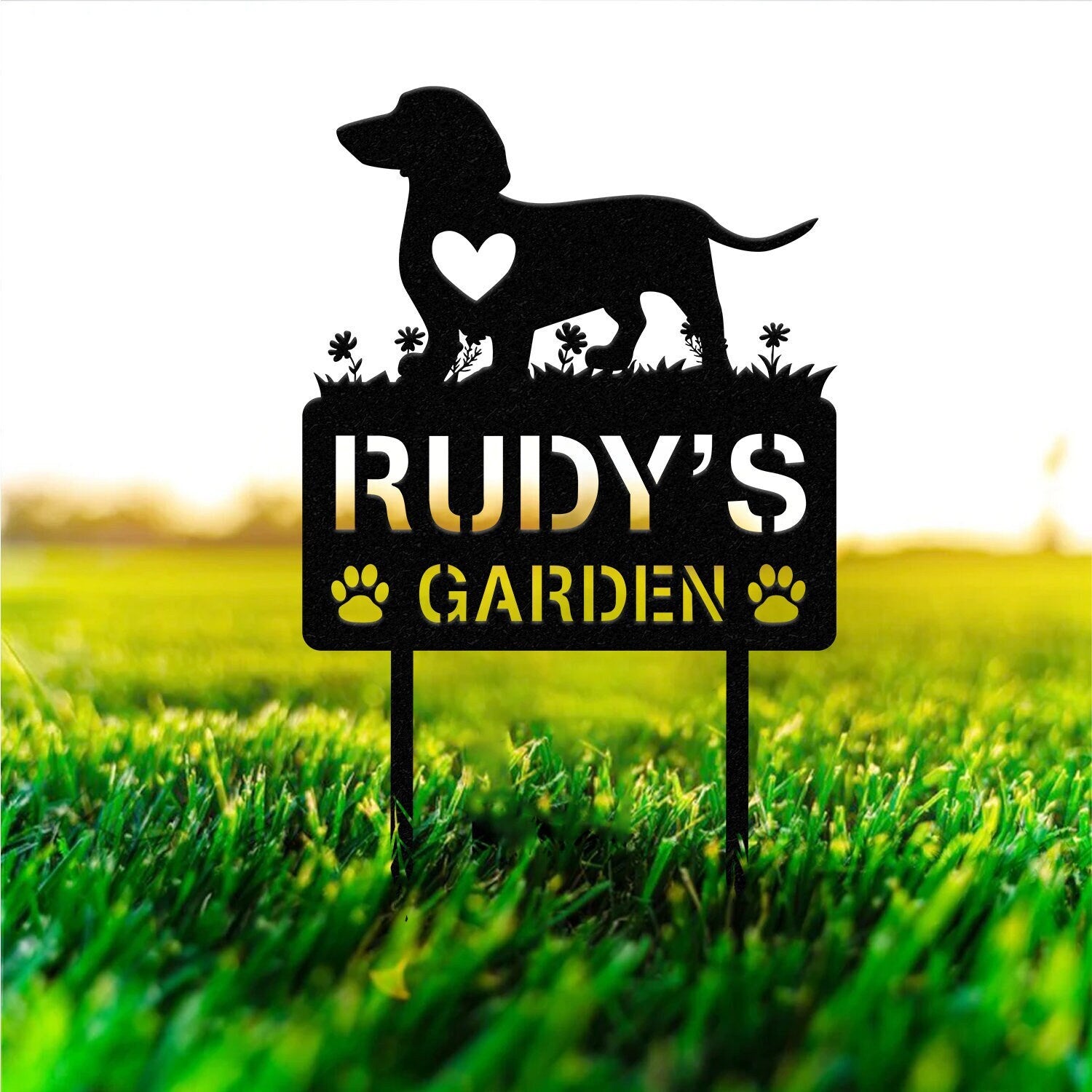 Personalized Dog Memorial Stake, Metal Stake, Dachshund Dog, Sympathy Sign, Remembrance Stake, Cat Garden Sign, Pet Grave Markers