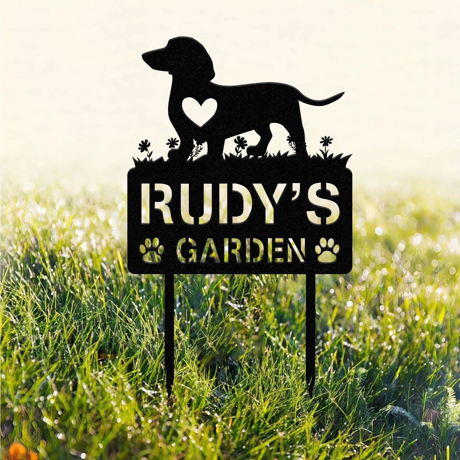 Personalized Dog Memorial Stake, Metal Stake, Dachshund Dog, Sympathy Sign, Remembrance Stake, Cat Garden Sign, Pet Grave Markers