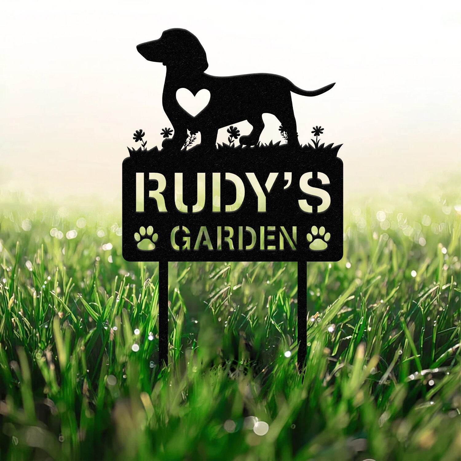 Personalized Dog Memorial Stake, Metal Stake, Dachshund Dog, Sympathy Sign, Remembrance Stake, Cat Garden Sign, Pet Grave Markers