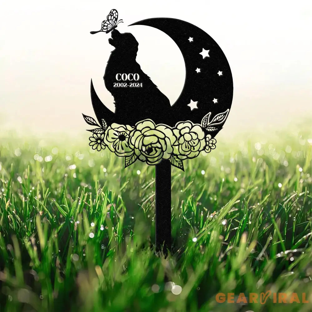 Personalized Dog & The Moon Memorial Stake Golden Retriever Sign Sympathy Sign Pet Grave Marker Remembrance Stake Dog