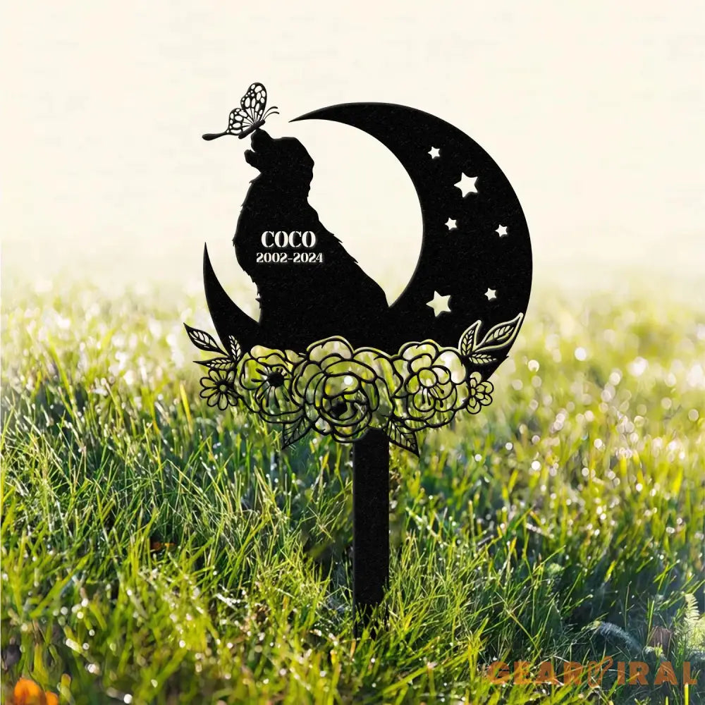 Personalized Dog & The Moon Memorial Stake Golden Retriever Sign Sympathy Sign Pet Grave Marker Remembrance Stake Dog