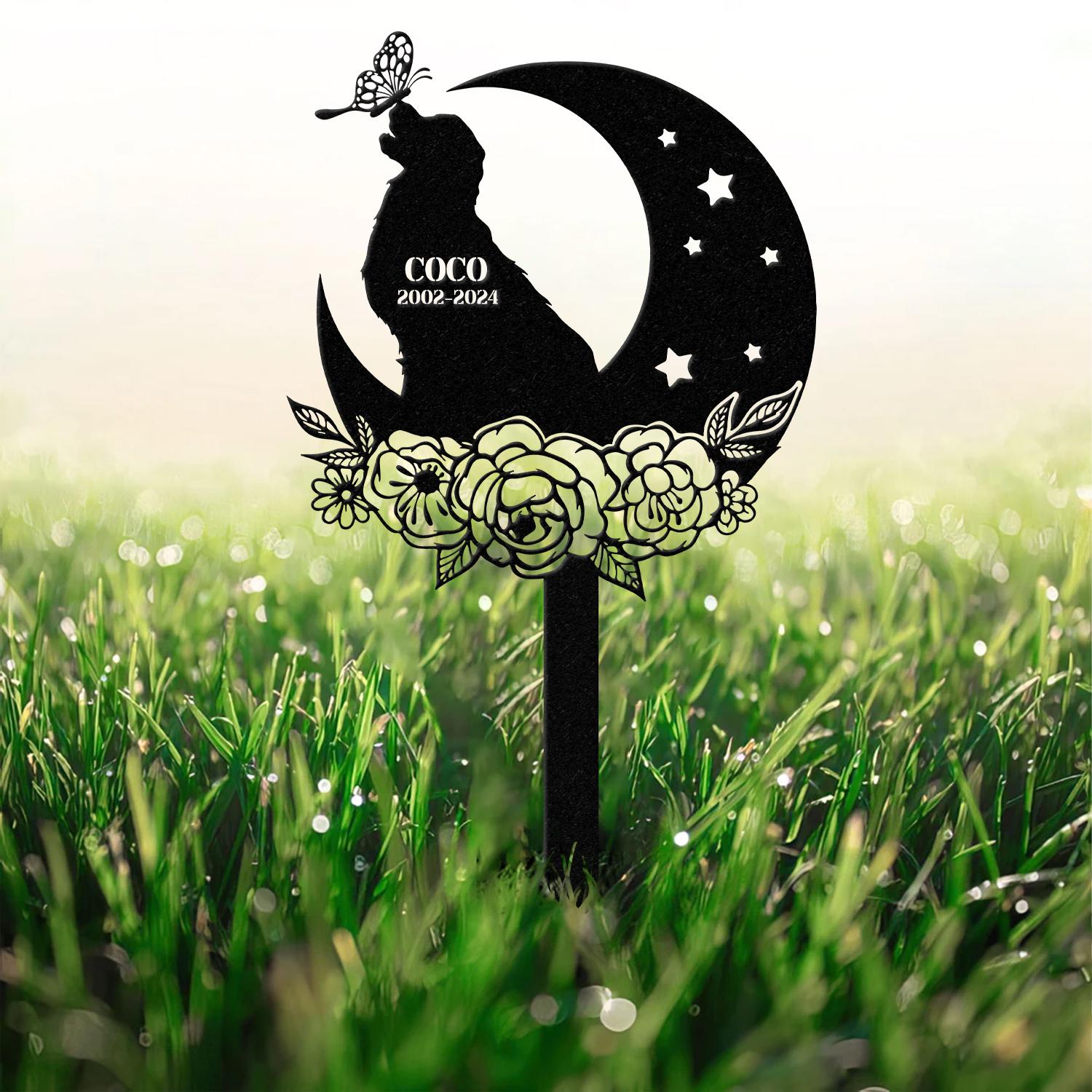 Personalized Dog & The Moon Memorial Stake, Golden Retriever Sign, Sympathy Sign, Pet Grave Marker, Remembrance Stake, Dog Garden Sign
