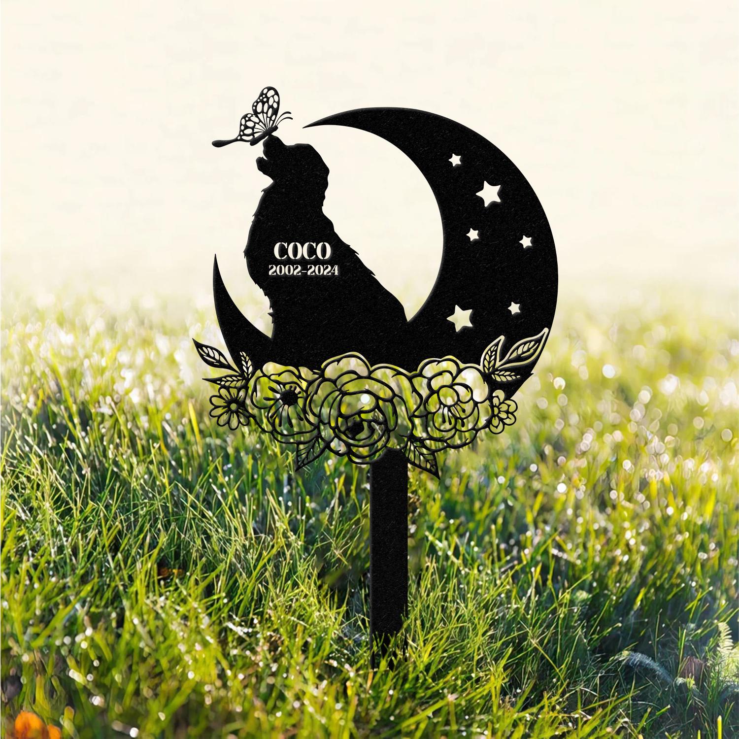 Personalized Dog & The Moon Memorial Stake, Golden Retriever Sign, Sympathy Sign, Pet Grave Marker, Remembrance Stake, Dog Garden Sign