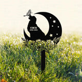 Personalized Dog & The Moon Memorial Stake, Golden Retriever Sign, Sympathy Sign, Pet Grave Marker, Remembrance Stake, Dog Garden Sign