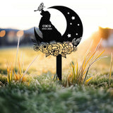 Personalized Dog & The Moon Memorial Stake, Golden Retriever Sign, Sympathy Sign, Pet Grave Marker, Remembrance Stake, Dog Garden Sign