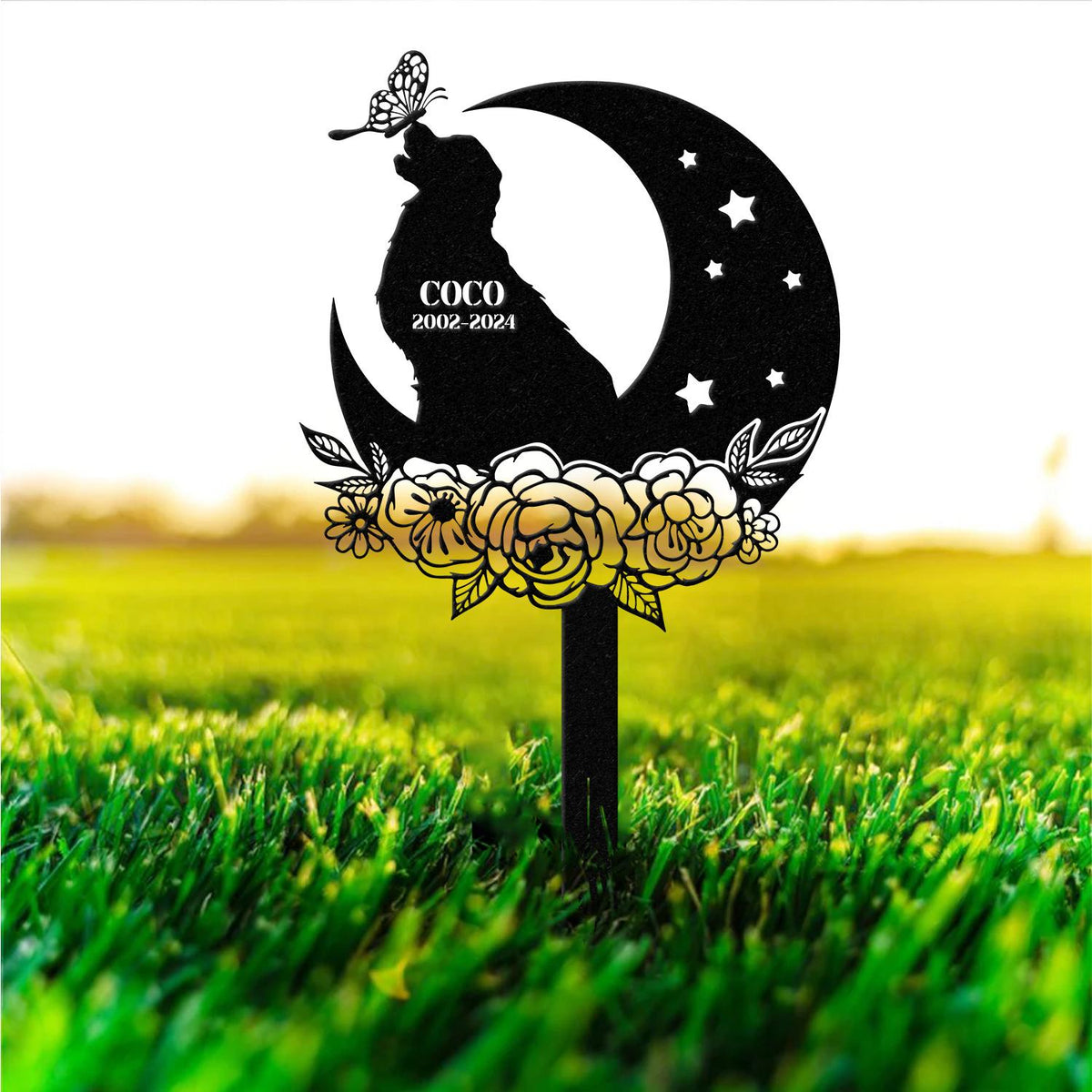 Personalized Dog & The Moon Memorial Stake, Golden Retriever Sign, Sympathy Sign, Pet Grave Marker, Remembrance Stake, Dog Garden Sign