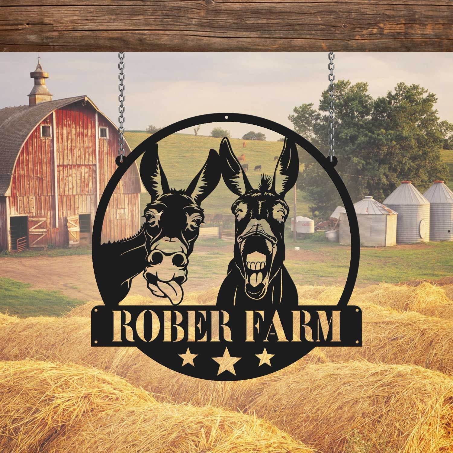 Personalized Donkey Metal Sign Custom Donkey Farm Metal Sign Donkeys Metal Wall Art Name Sign Decoration Metal Family Name Sign Gifts Farm | GearViral