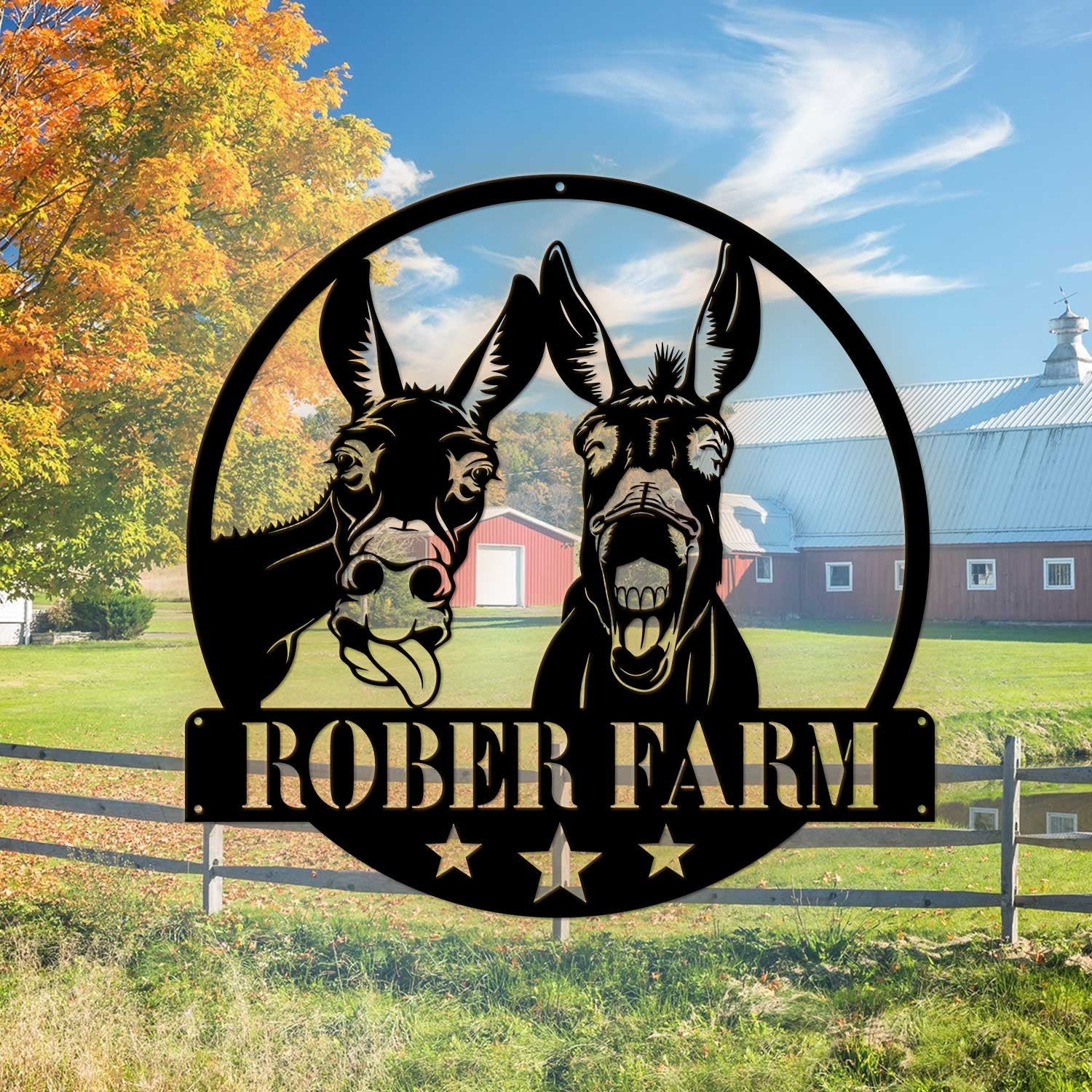 Personalized Donkey Metal Sign Custom Donkey Farm Metal Sign Donkeys Metal Wall Art Name Sign Decoration Metal Family Name Sign Gifts Farm | GearViral