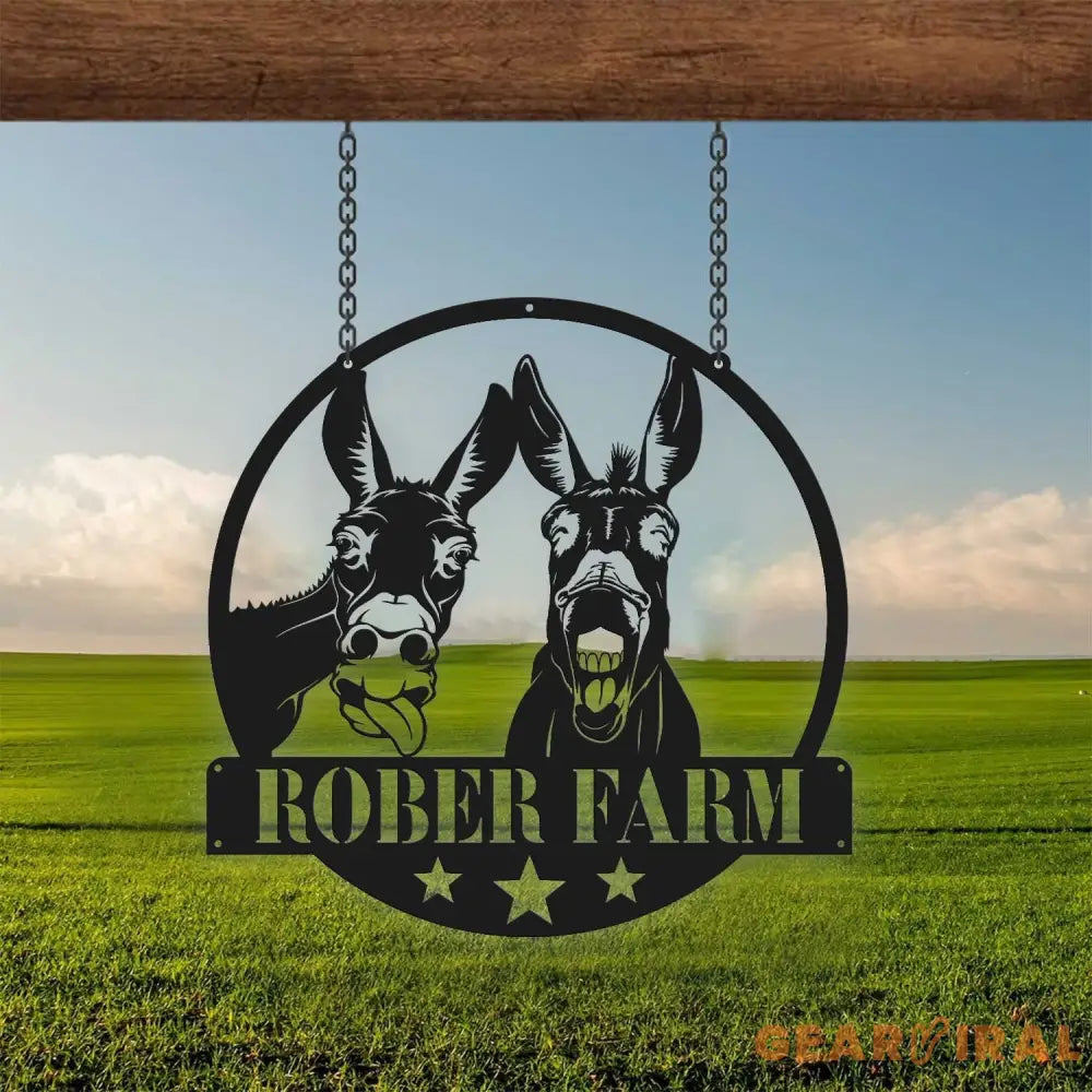 Personalized Donkey Metal Sign Custom Donkey Farm Metal Sign Donkeys Metal Wall Art Name Sign Decoration Metal Family