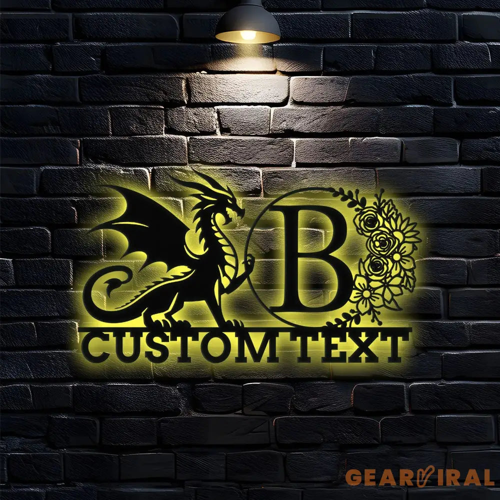 Personalized Dragon Metal Sign - Dragon Outdoor Sign - Family LED Wall Decor Personalized Wall Art Housewarming Family