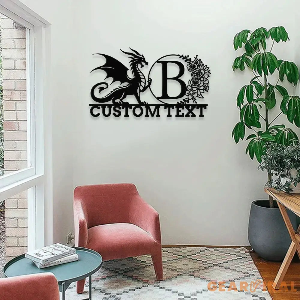 Personalized Dragon Metal Sign - Dragon Outdoor Sign - Family LED Wall Decor Personalized Wall Art Housewarming Family