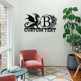 Personalized Dragon Metal Sign - Dragon Outdoor Sign - Family LED Wall Decor Personalized Wall Art Housewarming Family