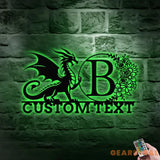 Personalized Dragon Metal Sign - Dragon Outdoor Sign - Family LED Wall Decor Personalized Wall Art Housewarming Family