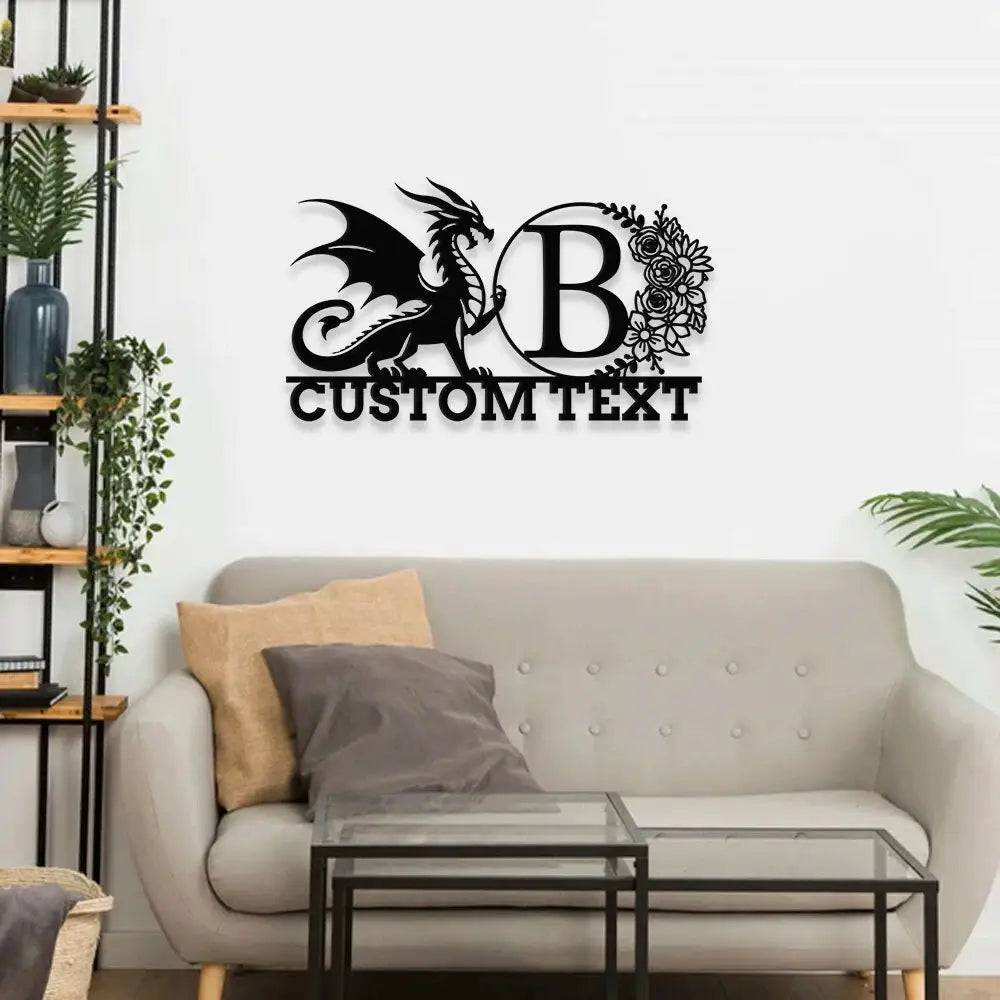 Personalized Dragon Metal Sign - Dragon Outdoor Sign - Family LED Wall Decor Personalized Wall Art Housewarming Family