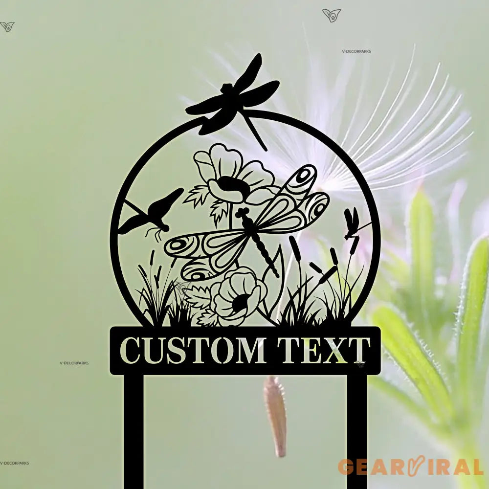 Personalized Dragonfly Garden Sign - Dragonfly Garden Stake - Custom Garden Sign - Metal Yard Art | GearViral