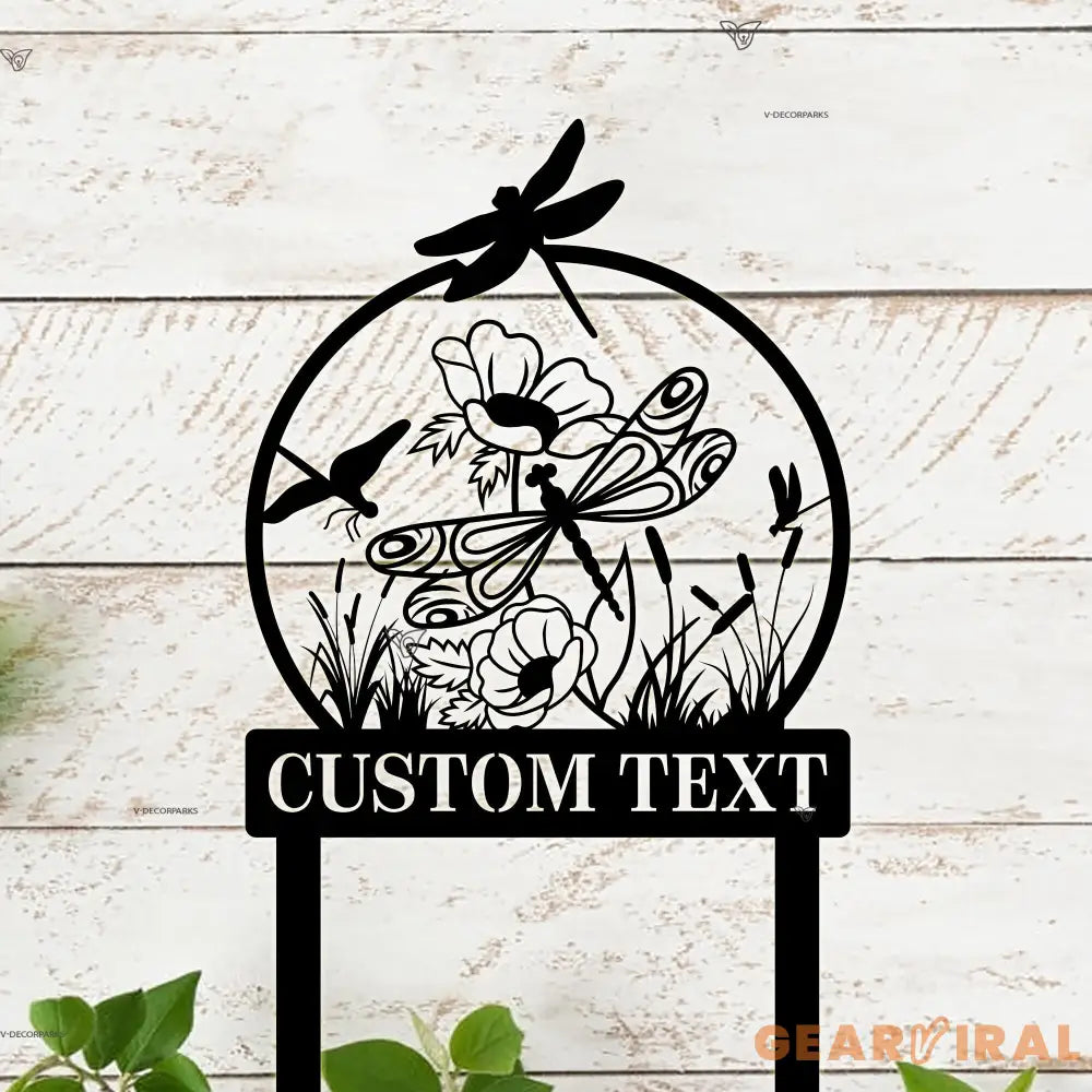 Personalized Dragonfly Garden Sign - Dragonfly Garden Stake - Custom Garden Sign - Metal Yard Art | GearViral
