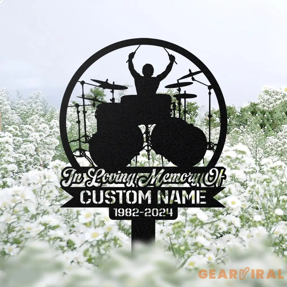 Personalized Drum Set Drummer Memorial Stake - Drummer Loss - Dad Loss - Gift Stake | GearViral