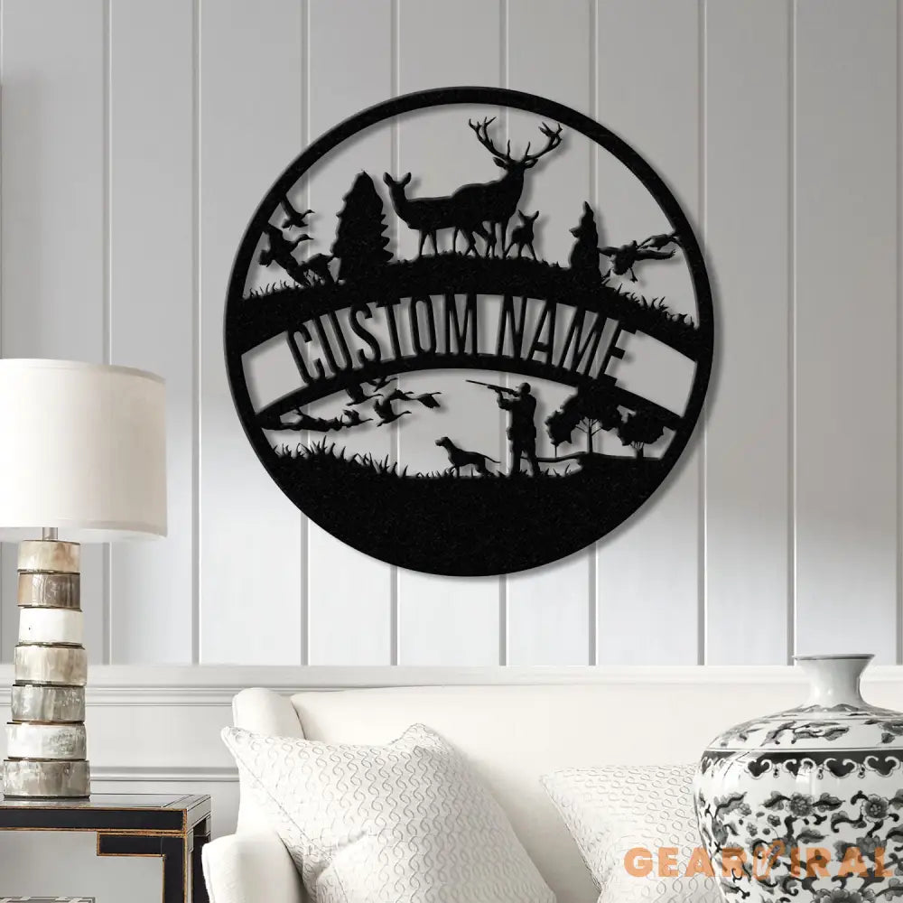 Personalized Duck Hunting Scene Metal Wall Art with LED Light Deer Hunter Sign Nature-Themed Mancave Decor Gift for
