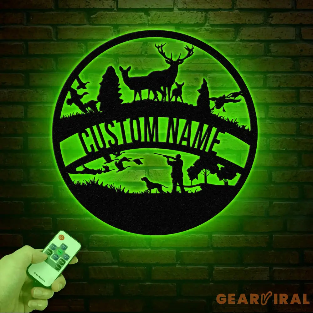 Personalized Duck Hunting Scene Metal Wall Art with LED Light Deer Hunter Sign Nature-Themed Mancave Decor Gift for